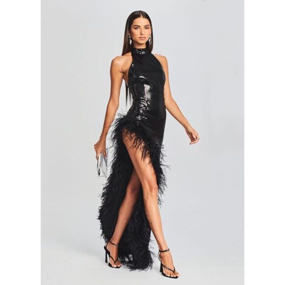 Retrofete Vixen Sequin Feather Dress Size Medium